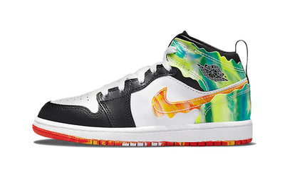 エアジョーダン1 Nike PS Air Jordan 1 Mid SE Wavy "Black/Whaite Term Orange Kumquat" DJ6562-038