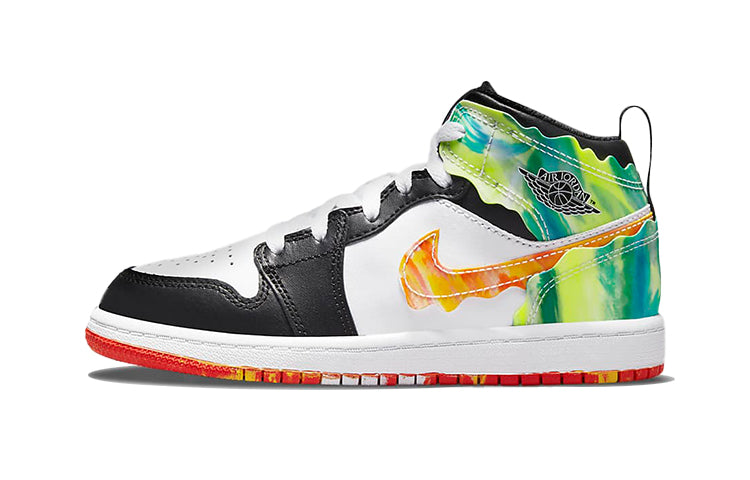 エアジョーダン1 Nike PS Air Jordan 1 Mid SE Wavy "Black/Whaite Term Orange Kumquat" DJ6562-038