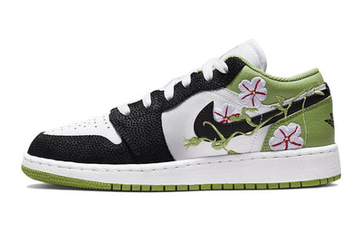 エアジョーダン1 Nike GS Air Jordan 1 Low "Floral Embroidery/White/Green" DQ8389-100