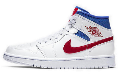 エアジョーダン1 Nike Women's Air Jordan 1 Mid "White/University Red-Game Royal" BQ6472-164