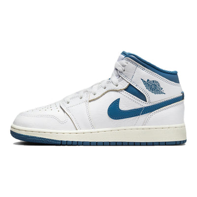 エアジョーダン1 Nike GS Air Jordan 1 Mid SE "White/Sail/Industrial Blue" FN7432-141