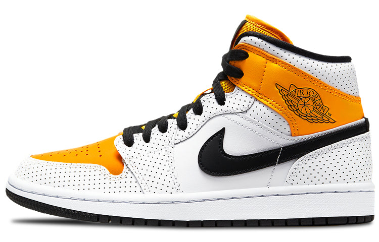 エアジョーダン1 Nike Women's Air Jordan 1 Mid "White/Black/Gold" BQ6472-107