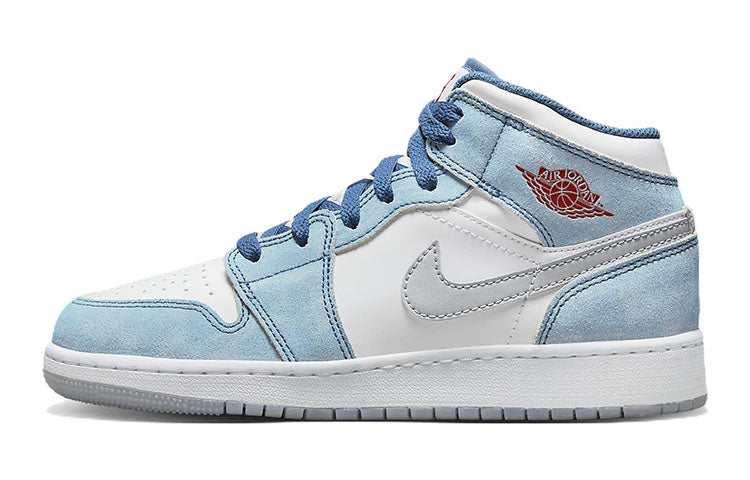 エアジョーダン1 Nike GS Air Jordan 1 Mid "White/University Blue/Grey" DR6235-401