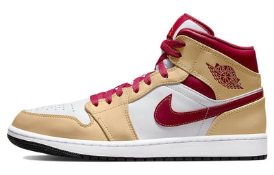 エアジョーダン1 Nike Air Jordan 1 Mid "Beige/Cardinal Red" 554724-201