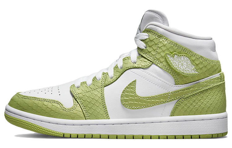 エアジョーダン1 Nike Women's Air Jordan 1 Mid SE "Vivid Green Snakeskin" DV2959-113