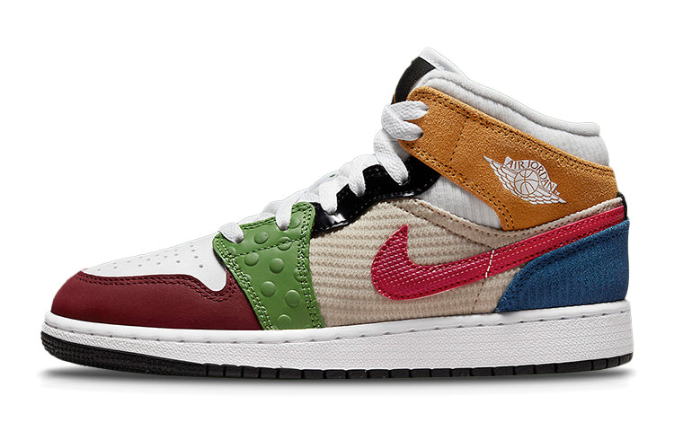 エアジョーダン1 Nike GS Air Jordan 1 Mid SE "White/Gym Red-Black-Pearl White-French Blue-Altitude Green" DR6957-100