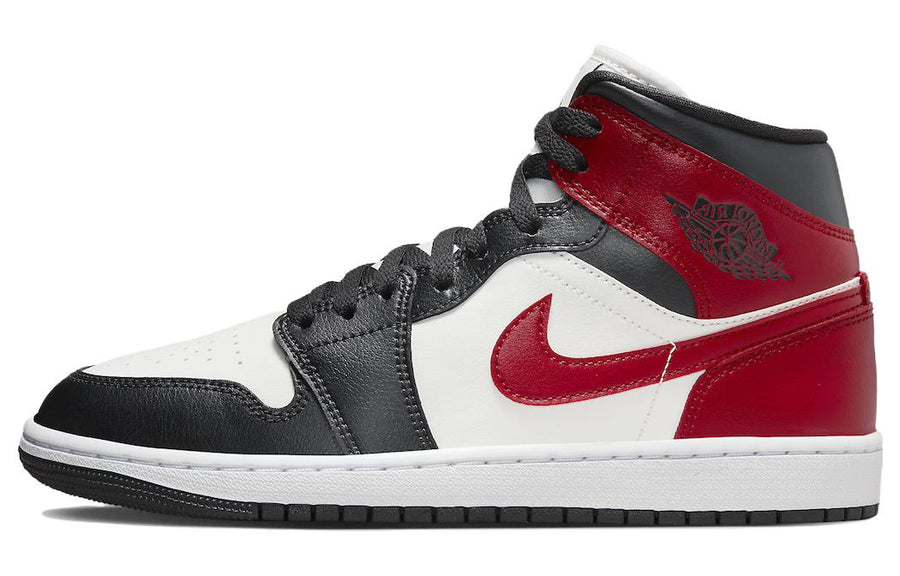 エアジョーダン1 Nike Women's Air Jordan 1 Mid "Sail/Off Noir/White/Gym Red" BQ6472-160