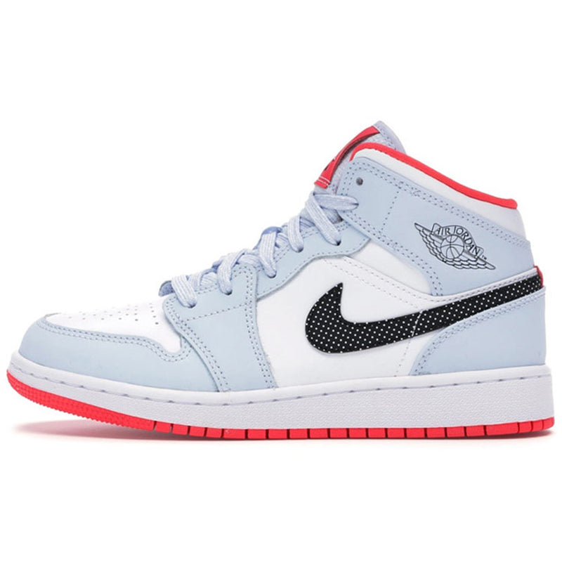 エアジョーダン1 NIKE GS AIR JORDAN 1 MID "HALF BLUE POLKA DOT SWOOSH" 555112-400
