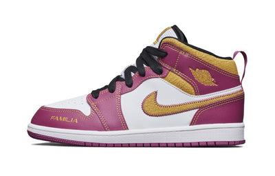 エアジョーダン1 Nike PS Air Jordan 1 Mid Dia de los Muertos "White/Fuchsia Orange/Black"" DC0499-100