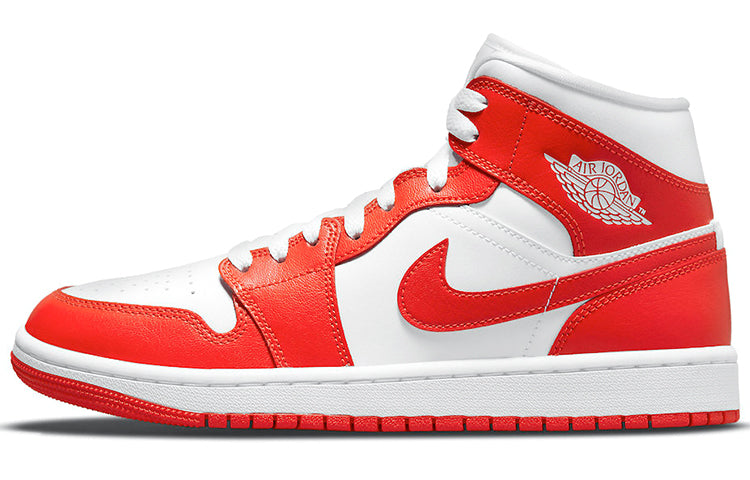 エアジョーダン1 Nike Women's Air Jordan 1 Mid "White/Habanero Red" BQ6472-116