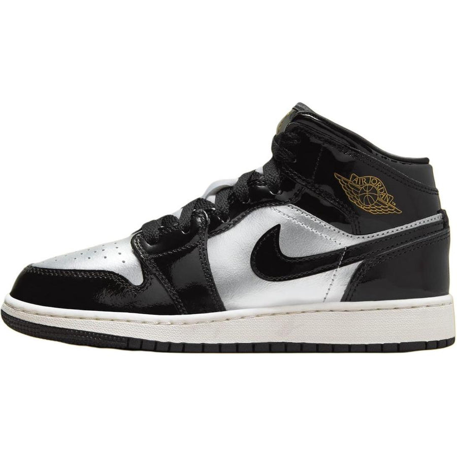 エアジョーダン1 Nike GS Air Jordan 1 Mid SE "Black/Metallic Silver/Sail/Metallic Gold" FZ3938-001
