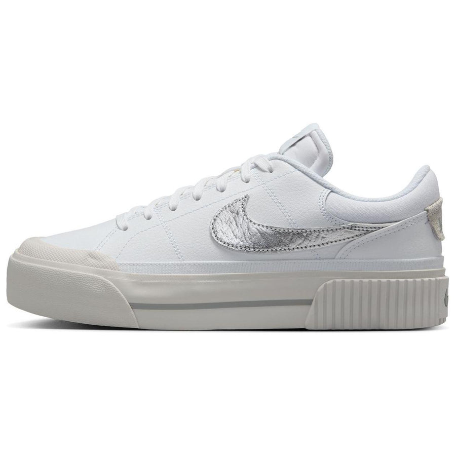ナイキ コートレガシー Nike Women's Court Legacy Lift "White/Light Bone/Photon Dust/Metallic Silver" HQ2307-100