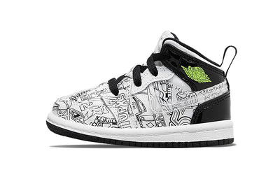 エアジョーダン1 Nike TD Air Jordan 1 Mid SE DIY "White/Black Volt" DC4097-100
