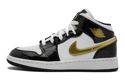 エアジョーダン1 Nike GS Air Jordan 1 Mid "Patent Black White Gold" BQ6931-007